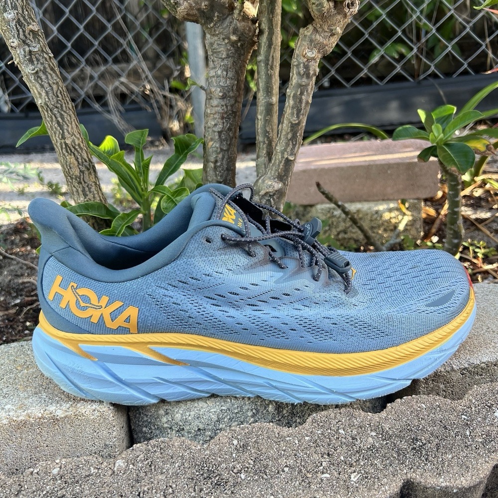 Hoka One One Men's Blue and Yellow Athletic Running Shoes